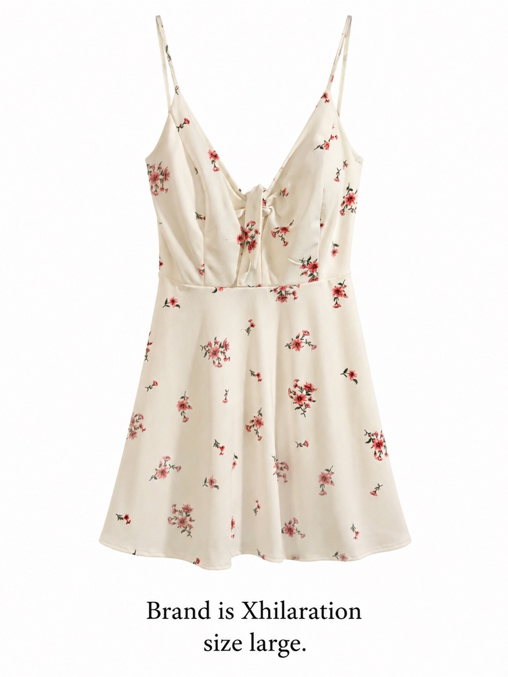 Xhilaration Cream Floral Slip Dress with Pink & Red Blossoms